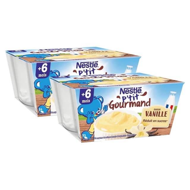 2050000312083 - Nestlé - P'tit Gourmand - Dessert Lacté Vanille Coupelle Bébé Dès 6 mois