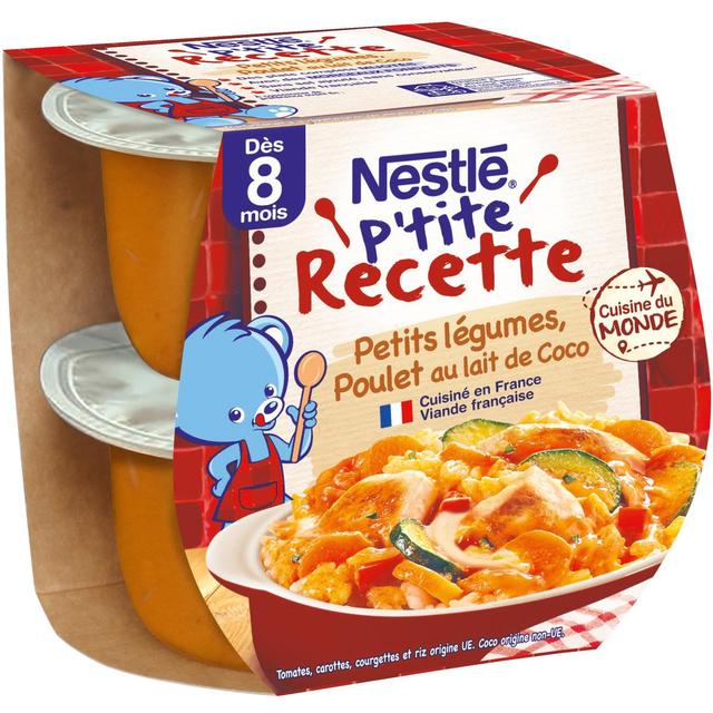 7613287163783 - Nestlé - P'tite Recette - Petits Légumes Poulet au Lait de Coco Bol Bébé Dès 8 mois