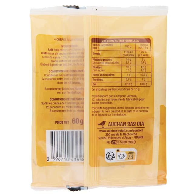 3596710436583 - Auchan - Crêpes vanille