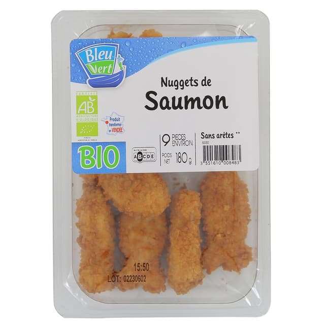 3551610008483 - Bleu Vert - Nuggets de saumon bio 