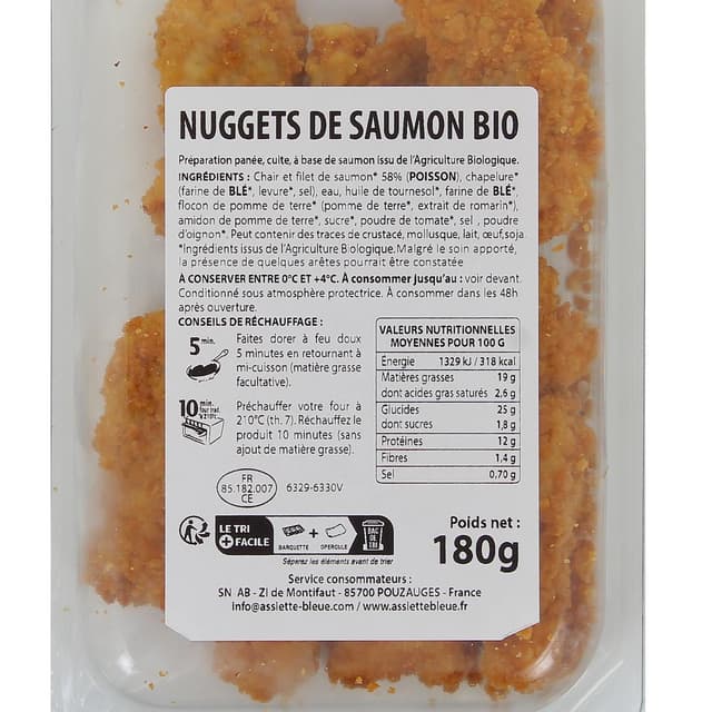 3551610008483 - Bleu Vert - Nuggets de saumon bio 
