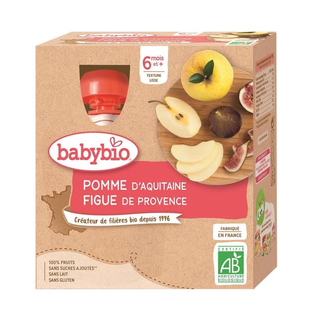 3288131540184 - Babybio - Pomme, Figue de Provence Bio Gourdes Bébé Dès 6 mois