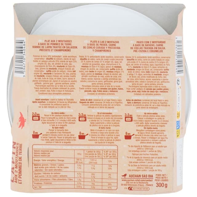 3596710340484 - Auchan - Lapin aux 2 moutardes et ses pommes de terre