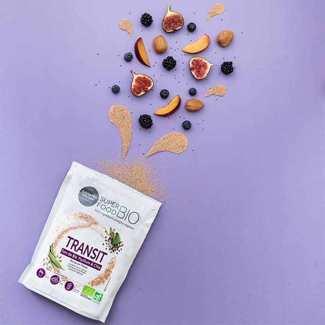 3229820800684 - Gayelord Hauser - Poudre de son de blé psyllium & chia bio - Transit 