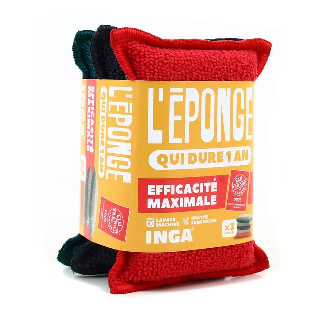 3760342991684 - Inga - Eponges Lavable Grattante Multi-couleur Qui Dure 1 An