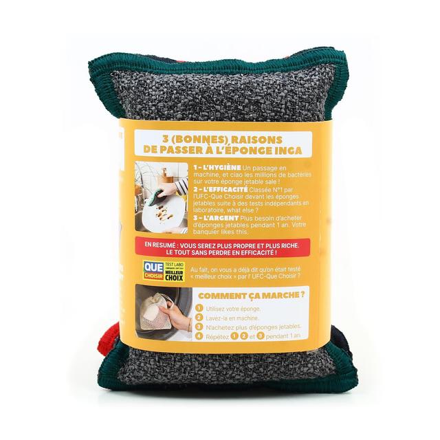3760342991684 - Inga - Eponges Lavable Grattante Multi-couleur Qui Dure 1 An