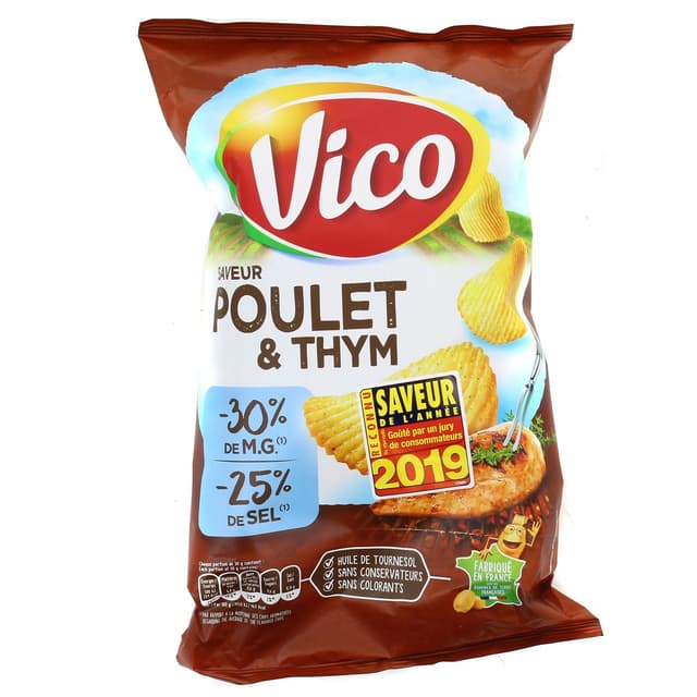 3336971712084 - Vico - Chips poulet et thym -30% de matière grasse et -25% de sel