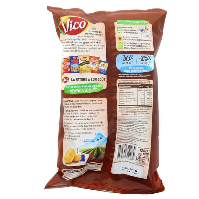 3336971712084 - Vico - Chips poulet et thym -30% de matière grasse et -25% de sel