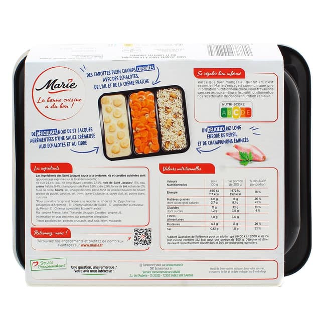 3248830002284 - Marie - Saint-Jacques à la Bretonne, Riz et Carottes Cuisinées