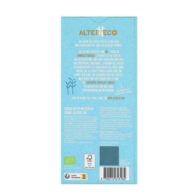 3700214613184 - Alter Eco - Commerce Equitable - Chocolat lait caramel beurre salé 36% Cacao Bio du Pérou