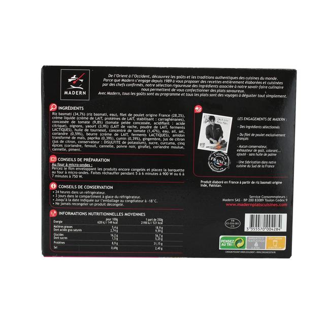 3355570004284 - Madern - Filet de poulet Tandoori et son riz Basmati