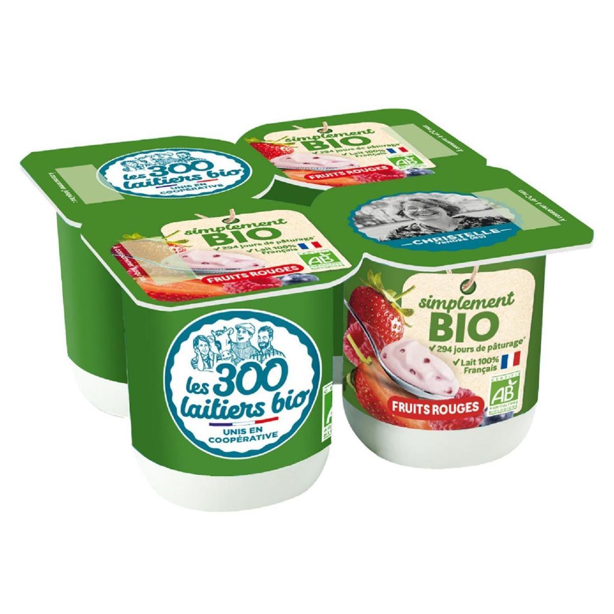 3523230064484 - Les 300 laitiers bio - Yaourt bio aux fruits rouges