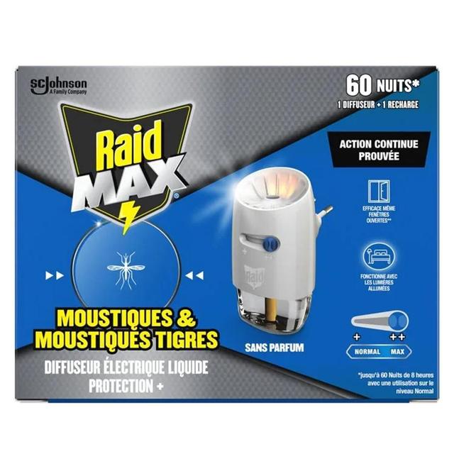5000204401585 - Raid Max - Anti-Moustiques Diffuseur et Recharge Électrique Liquide Sans Parfum Action Continue