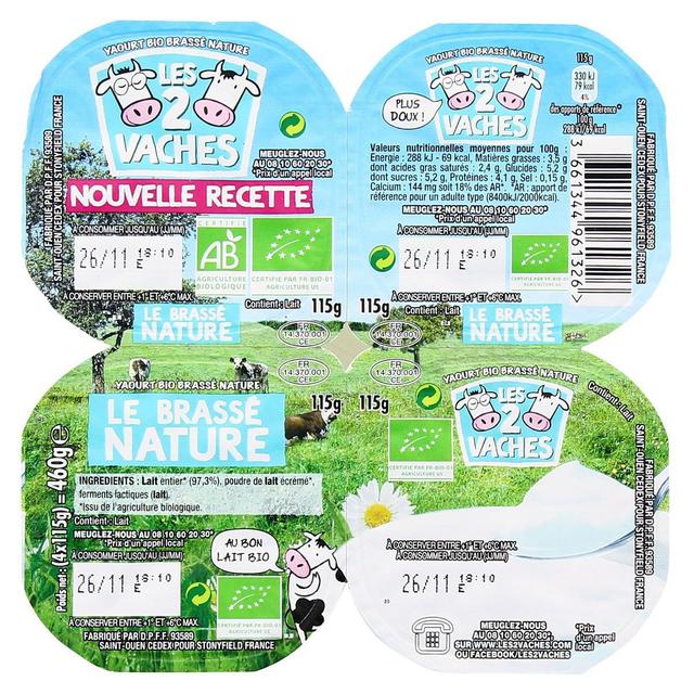2050000307485 - Les 2 Vaches - Yaourt Bio Brassé Nature
