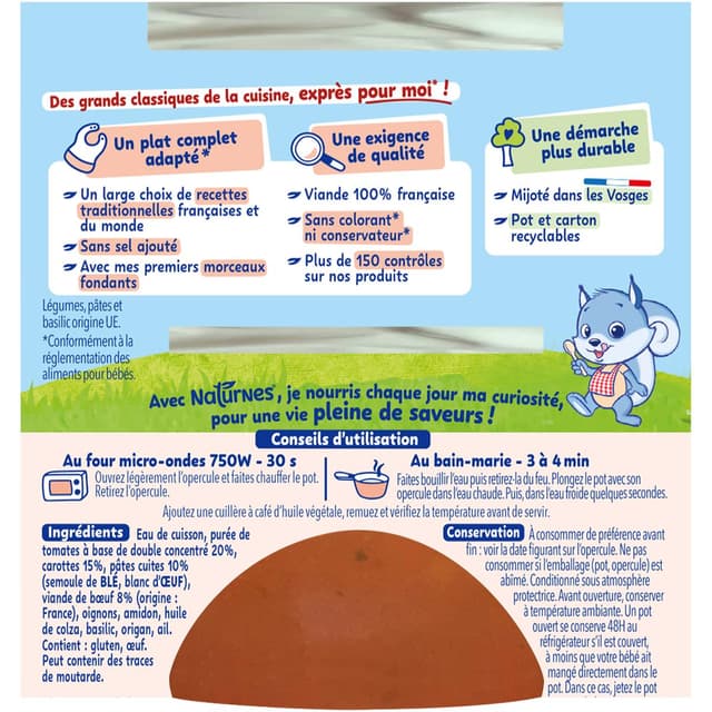 7613035848085 - Naturnes® - P'tite Recette - Spaghetti à la Bolognaise Bol Bébé Dès 8 mois