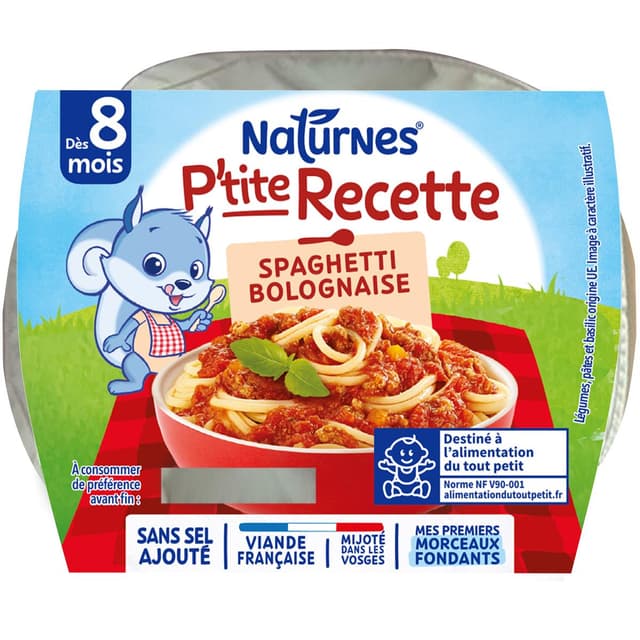 7613035848085 - Naturnes® - P'tite Recette - Spaghetti à la Bolognaise Bol Bébé Dès 8 mois