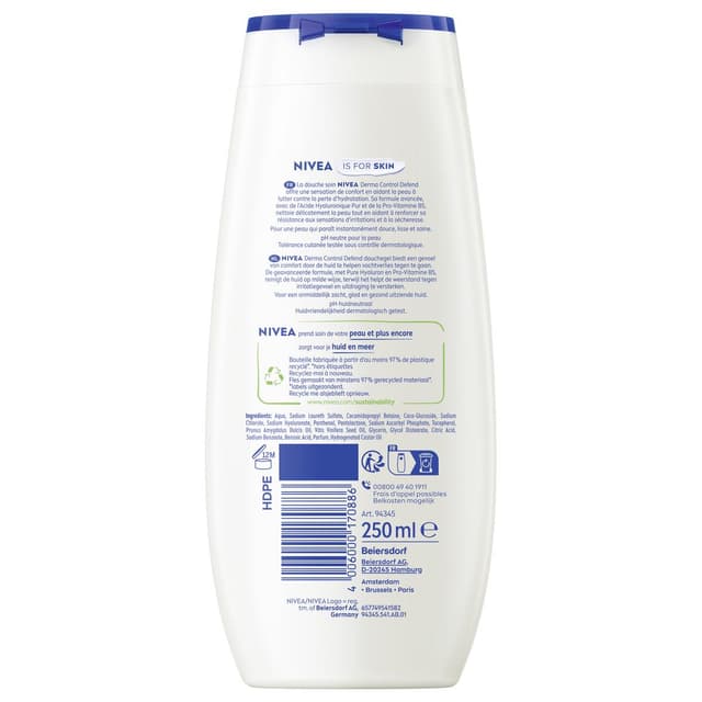 4006000170886 - Nivea - Gel douche Derma Control- Pur Hyaluron et Pro-Vitamine B5
