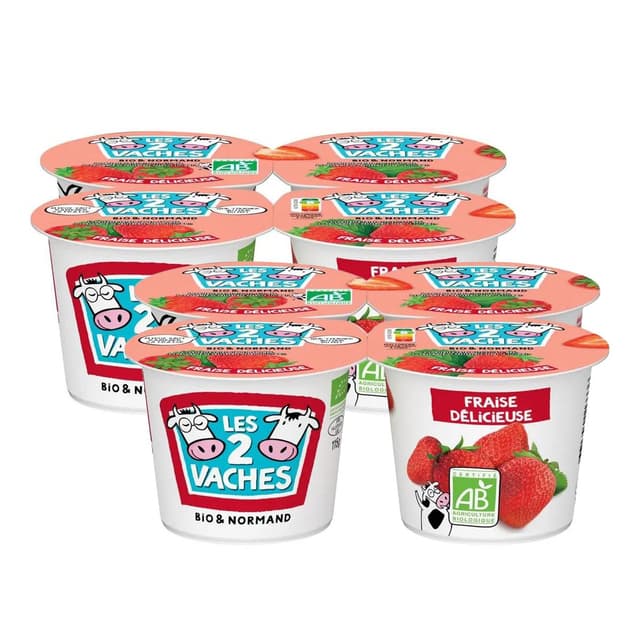 3661344113336 - Les 2 Vaches - Yaourt brassé Bio fraise