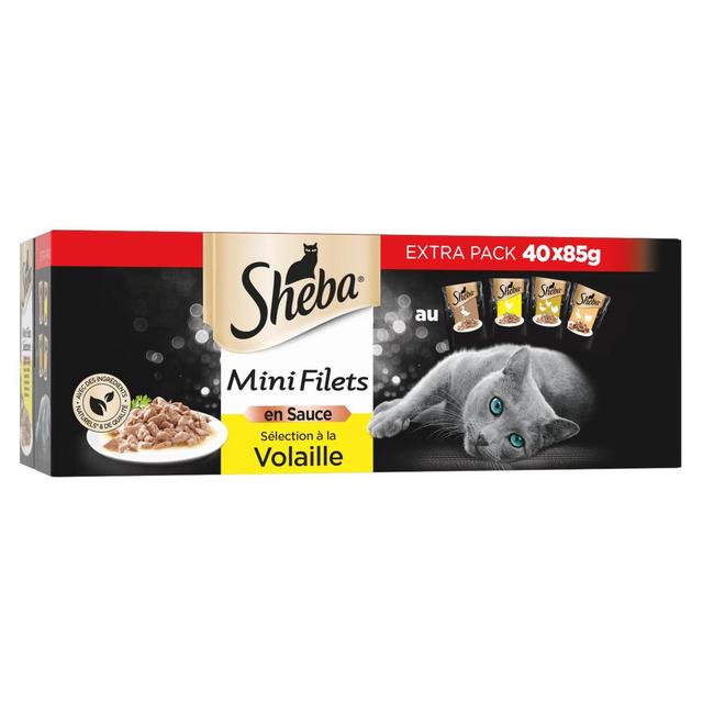 4770608255886 - Sheba - Mini Filets - Sachets en sauce Poulet, Canard, Volaille, Canard et Dinde pour Chat Adulte