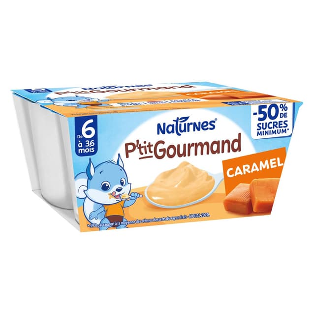 8445291535886 - Naturnes® - P'tit Gourmand - Dessert Lacté Caramel Coupelle Bébé Dès 6 mois