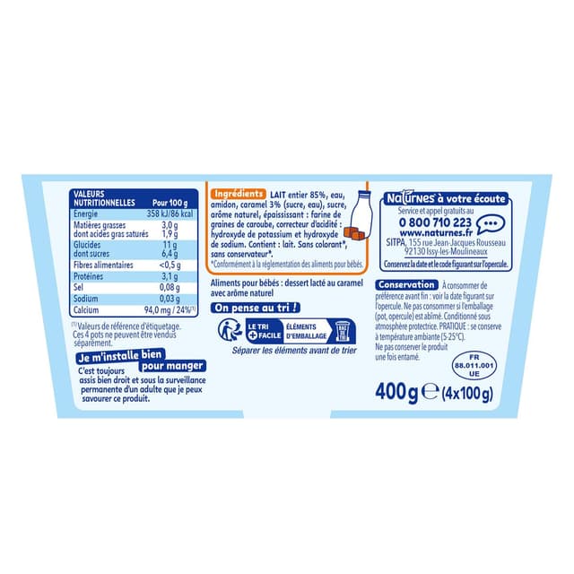 8445291535886 - Naturnes® - P'tit Gourmand - Dessert Lacté Caramel Coupelle Bébé Dès 6 mois