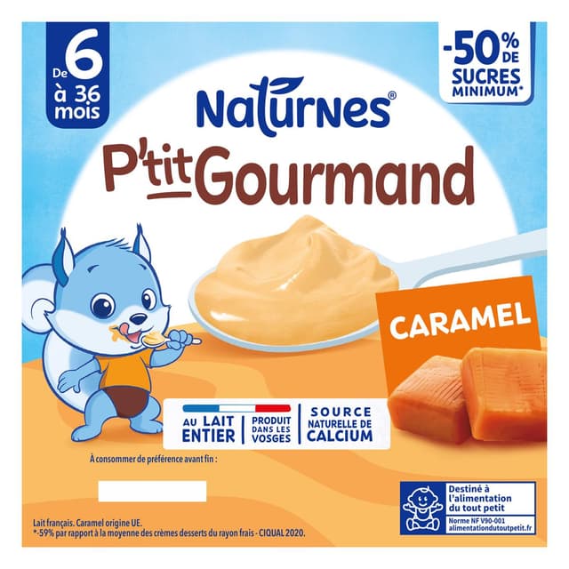 8445291535886 - Naturnes® - P'tit Gourmand - Dessert Lacté Caramel Coupelle Bébé Dès 6 mois