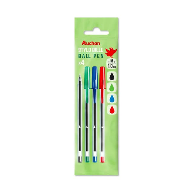 3665257346386 - Auchan - Stylos billes pointe moyenne 1 mm