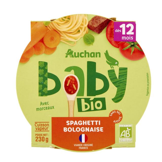 3596710476886 - Auchan Baby Bio - Spaghetti bolognaise Bio Assiette bébé dès 12 mois