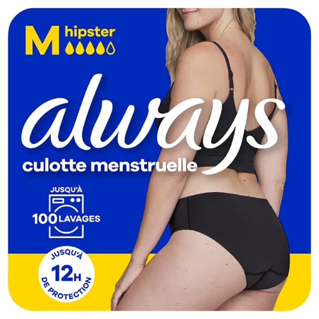8006540709986 - Always - Culotte menstruelle Taille S 38/40 Noire Flux Léger & Moyen
