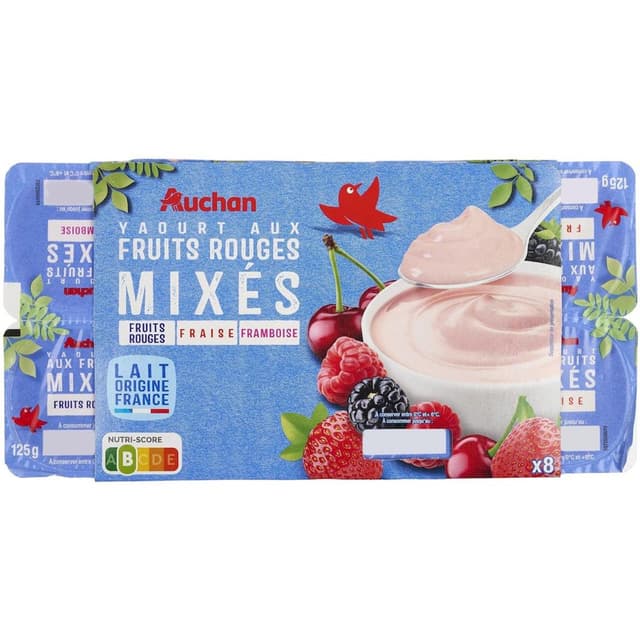 3596710540587 - Auchan - Yaourt aux fruits mixés fruits rouges fraise framboise