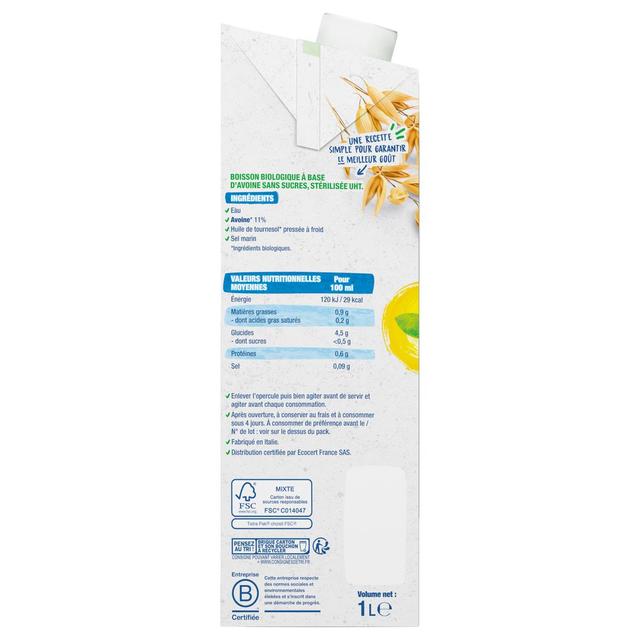 3229820801087 - Bjorg - Avoine Sans Sucre Boisson Végétale Bio