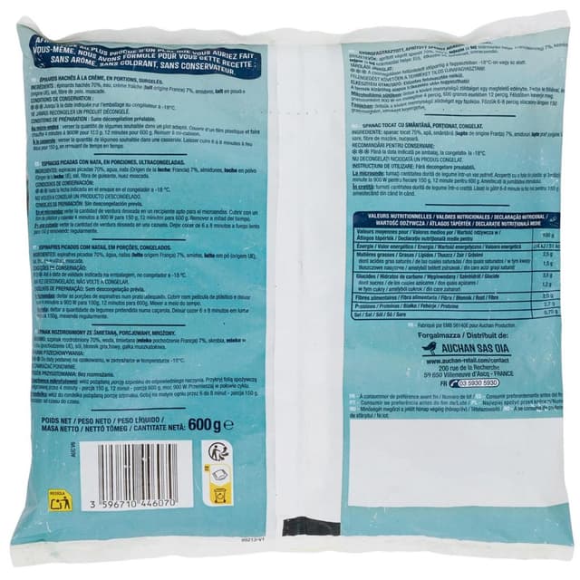 3596710446087 - Auchan - Epinards en branches à la crème