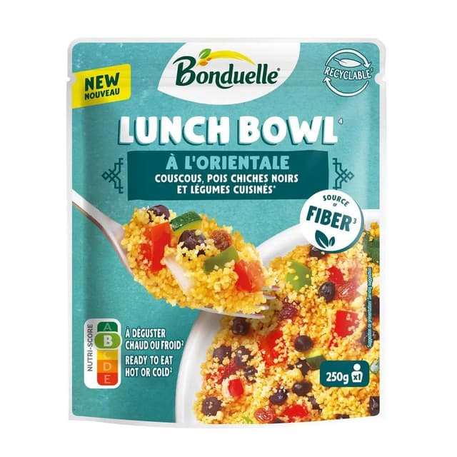 3083681178487 - Bonduelle - Lunch Bowl à l'Orientale- Couscous, pois chiches noirs et légumes cuisinés
