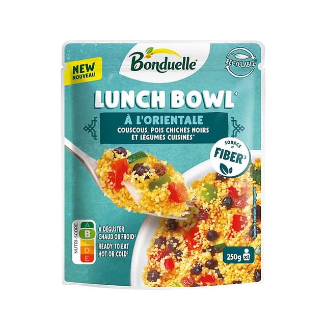 3083681178487 - Bonduelle - Lunch Bowl à l'Orientale- Couscous, pois chiches noirs et légumes cuisinés