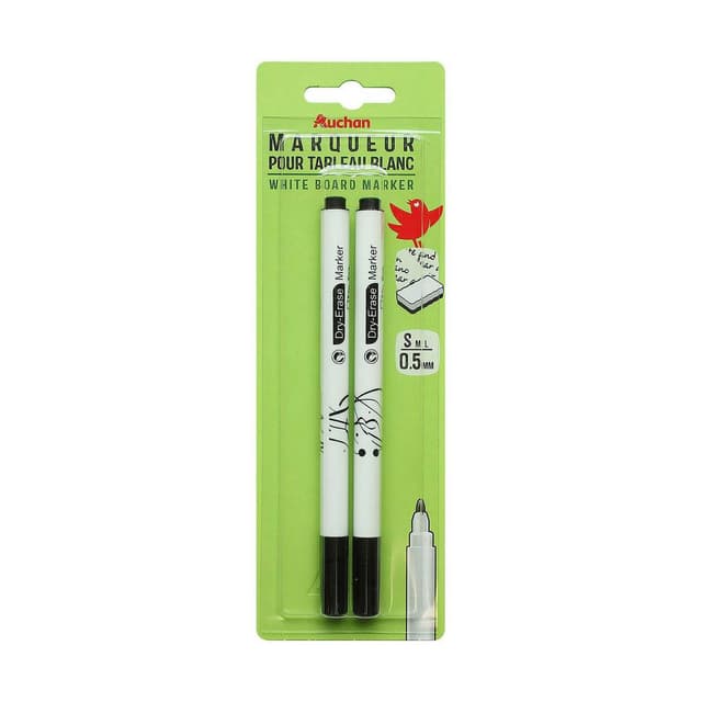 3245679744788 - Auchan - Marqueurs pour tableau blanc effaçables pointes fines noirs
