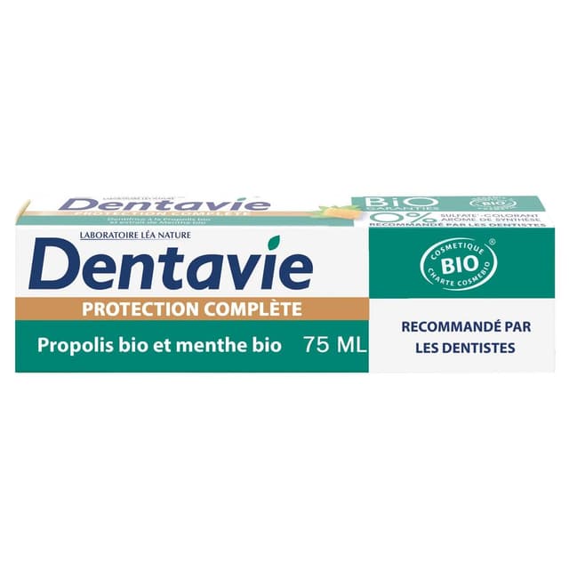 3517360018288 - Dentavie - Dentifrice bio protection complète à la propolis et extrait de menthe