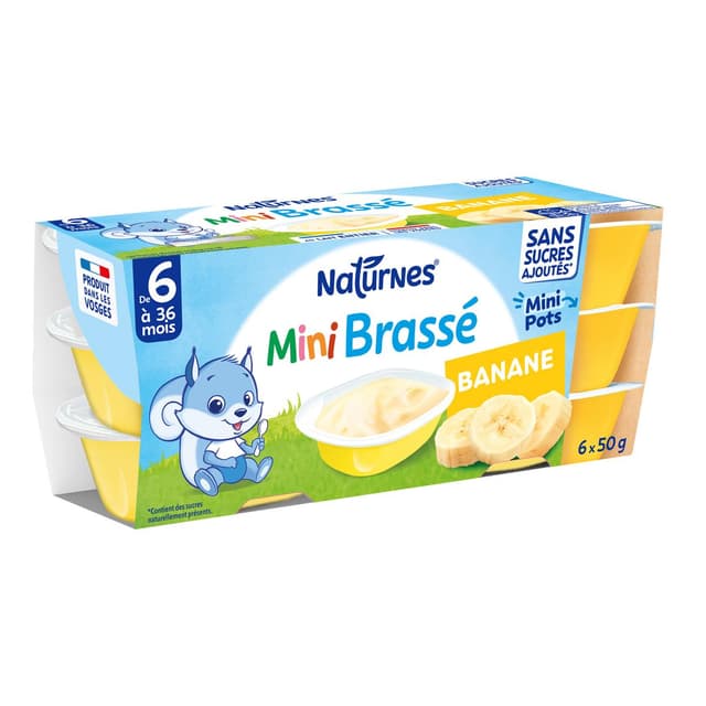 8445290568588 - Naturnes® - P'tit Brassé - Mini Dessert lacté Banane Sans Sucres Ajoutés Coupelle Bébé dès 4 mois