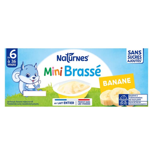 8445290568588 - Naturnes® - P'tit Brassé - Mini Dessert lacté Banane Sans Sucres Ajoutés Coupelle Bébé dès 4 mois