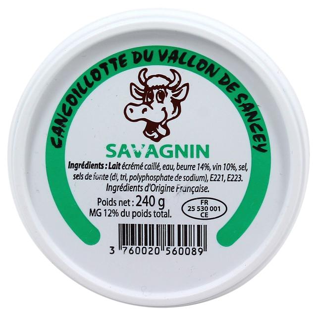 3760020560089 - Les Fruitières Du Vallon De Sancey - Cancoillotte au Vin du Jura Savagnin 12%MG du Vallon de Sancey - Lait de vache pasteurisé