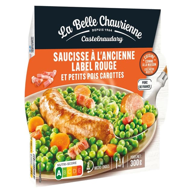 3245360001589 - La Belle Chaurienne - Saucisse à l'ancienne Label Rouge et petits pois carottes