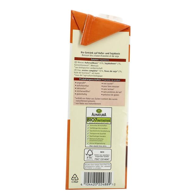 4104420224889 - Alnatura - Avoine Soja Barista Boisson Végétale Bio