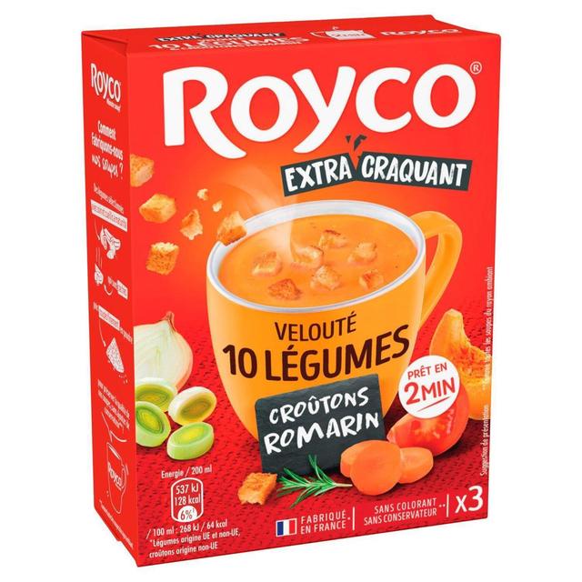 3036815437189 - Royco - Velouté 10 Légumes et Croutons Romarin - 3 sachets instantanée