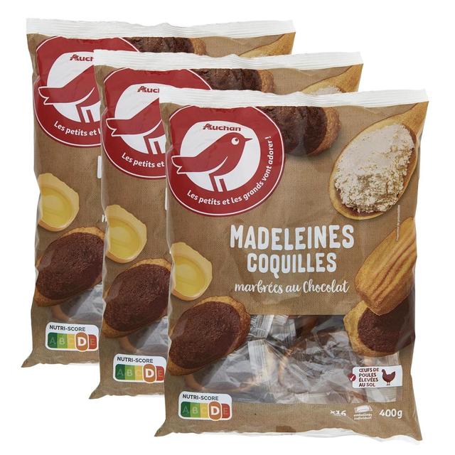 2050000407789 - Auchan - Madeleines coquilles marbrées au chocolat