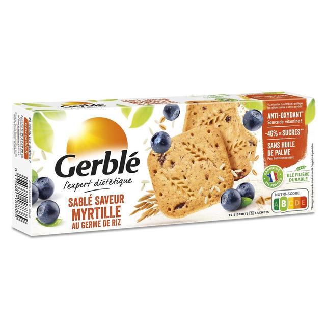 3175681188389 - Gerblé Vitalité - 12 Sablés Saveur Myrtille aux germes de Riz -46% de sucres en moins