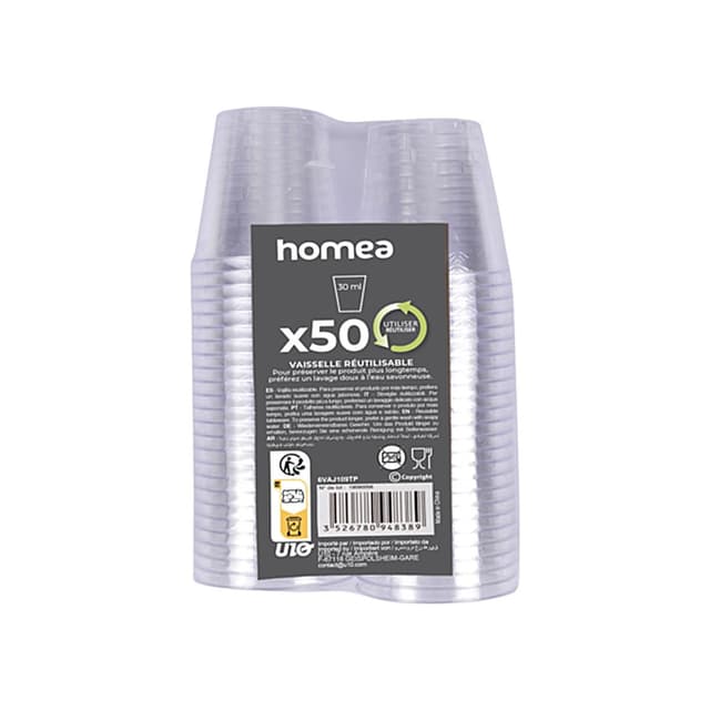 3526780948389 - Homea - Verrines en plastiques reutilisable basic 30ml transparent