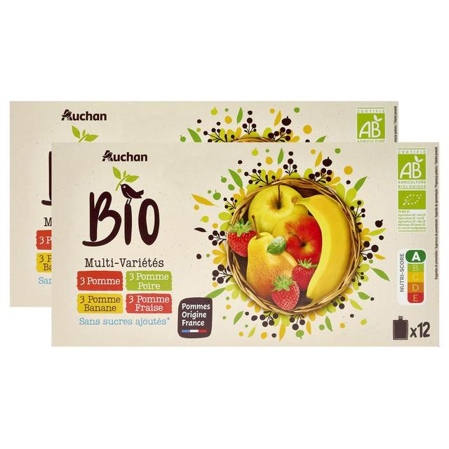 2050000408489 - Auchan BIO - Gourdes purée de fruits multivariétés sans sucres ajoutés bio