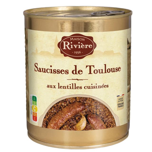 3375644008789 - Maison Rivière - Saucisses de Toulouse aux Lentilles Cuisinées