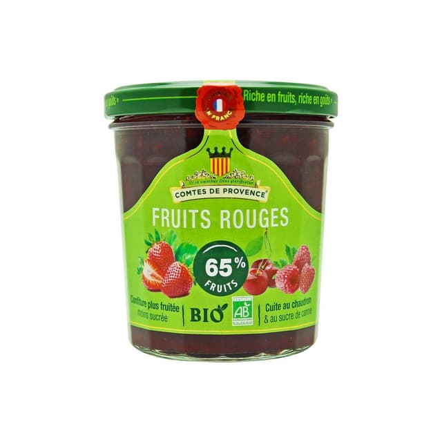 3324499990190 - Comtes de Provence - Confiture Fruits Rouges Bio allégée en sucre - fraises, cerises, framboises
