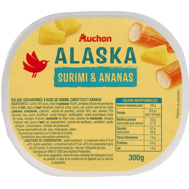 3596710491490 - Auchan - Salade Alaska au surimi carottes et ananas