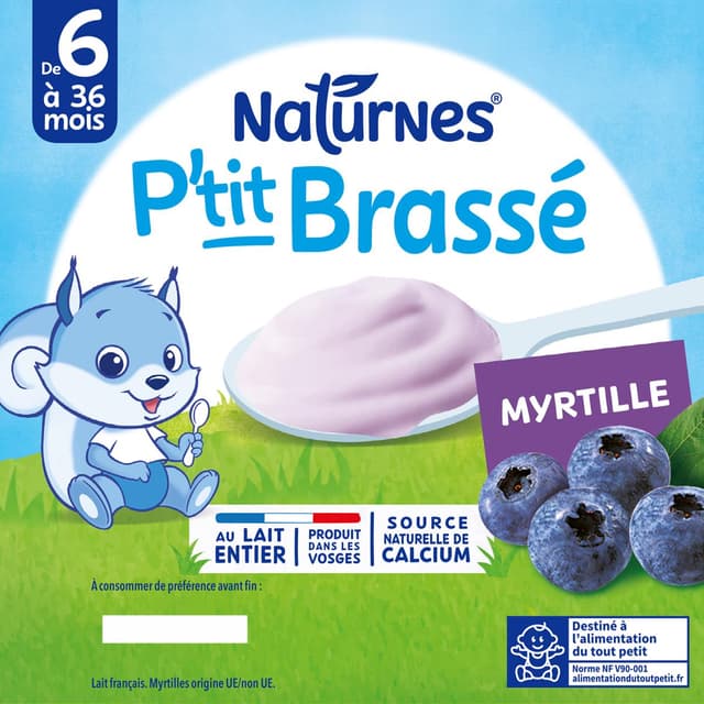 7613035014190 - Naturnes® - P'tit Brassé - Dessert Lacté Myrtille Coupelle Bébé Dès 6 mois
